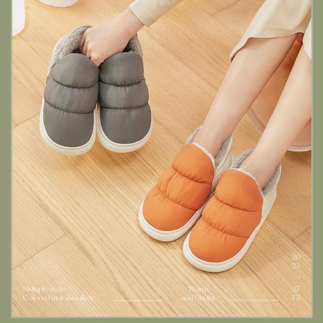 Waterproof Cotton Slippers for Men, Indoor Home Use, 2026 New Model, Couple's Non-Slip Warm Heel-Covered down Fabric Cotton Slippers for Women, Winter — feature 16