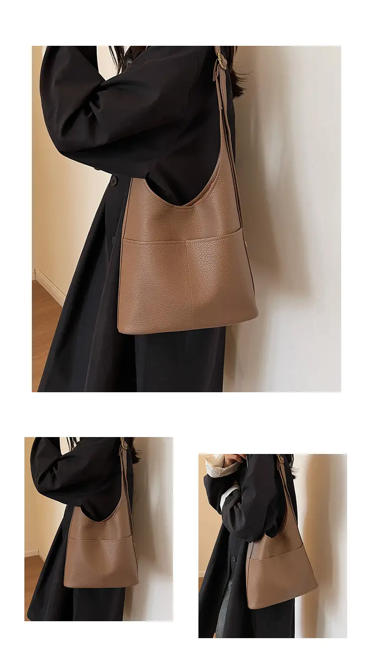Women Large Capacity Shoulder Bag Brown Leather Winter Autumn — feature 18