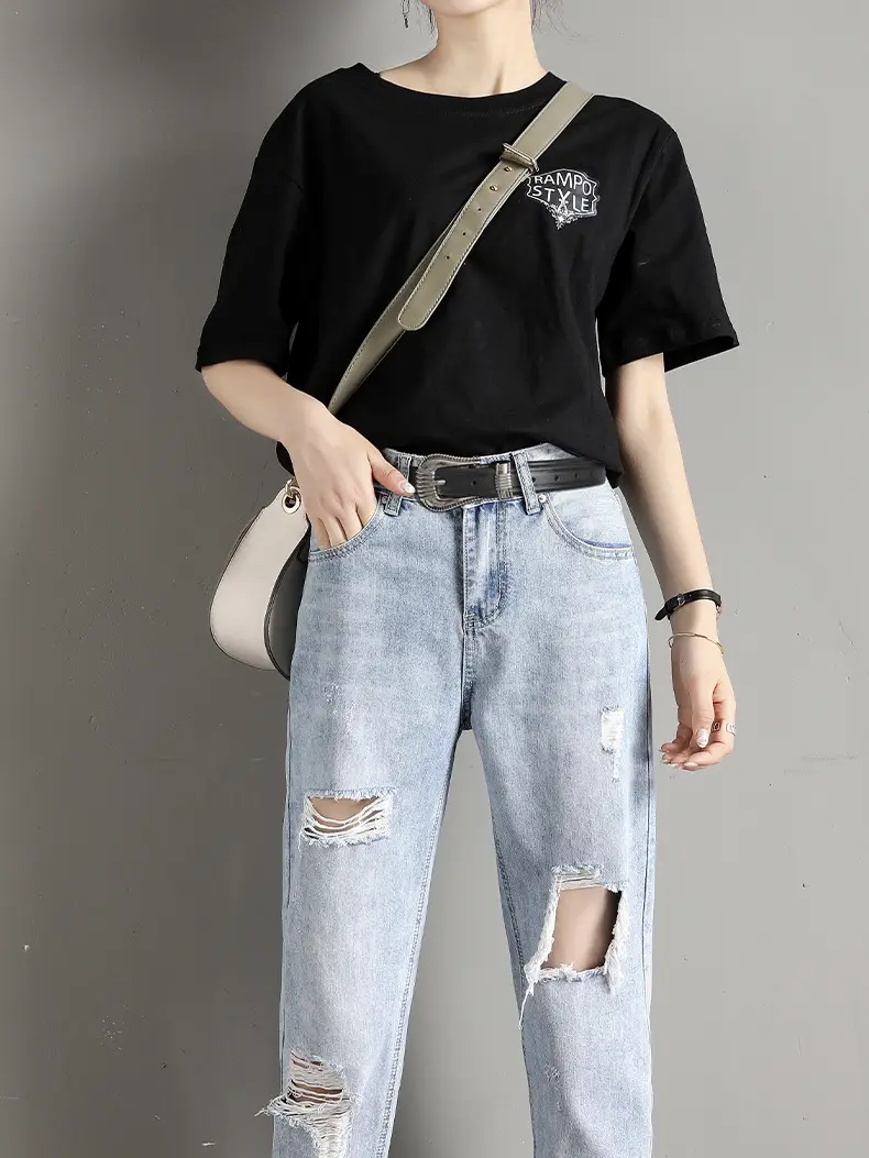 Women's Retro Cowhide Leather Belt Black Casual Pants Jeans — feature 3