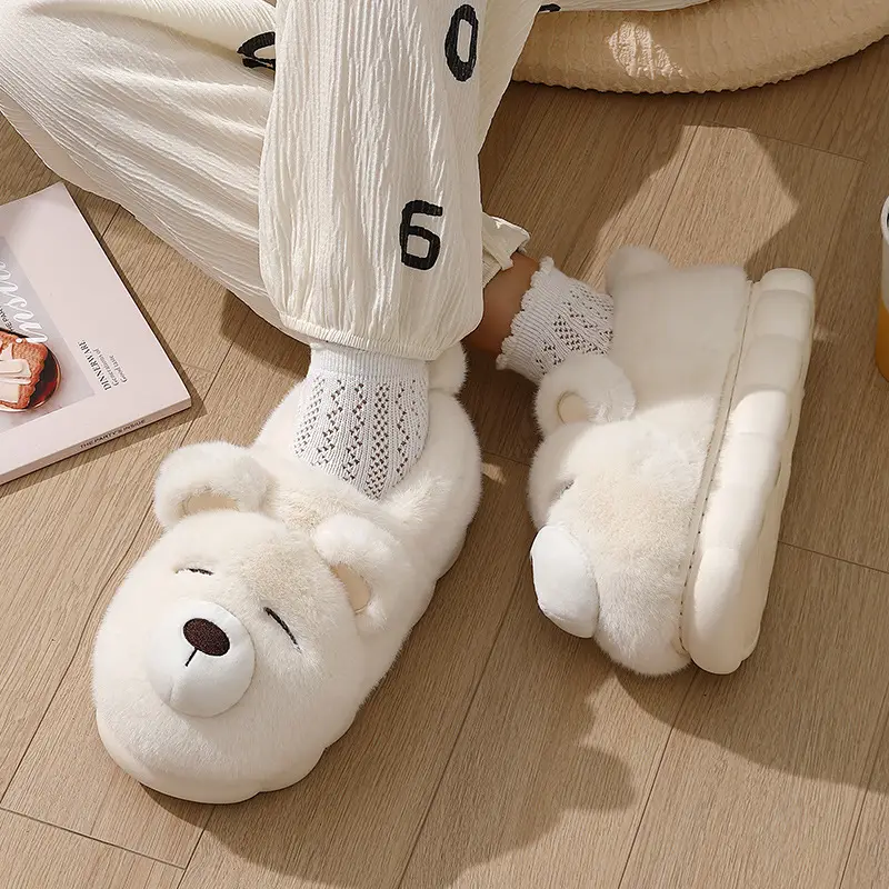 Cotton slippers women's winter bag heel home cute non-slip thick bottom warm velvet outer wear plush cotton shoes women's winter wholesale - Image 6