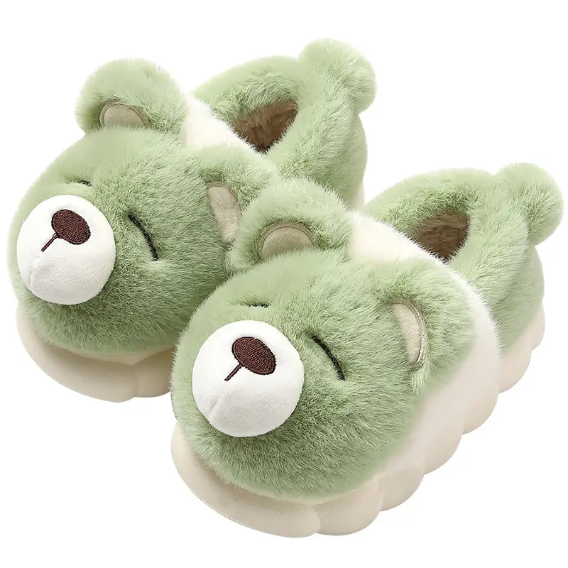 Covered Heel Cotton Slippers Winter Wholesale Female Cute Cartoon Bear Plush Men's Home Household Winter Cotton Shoes Men's Winter - Image 12