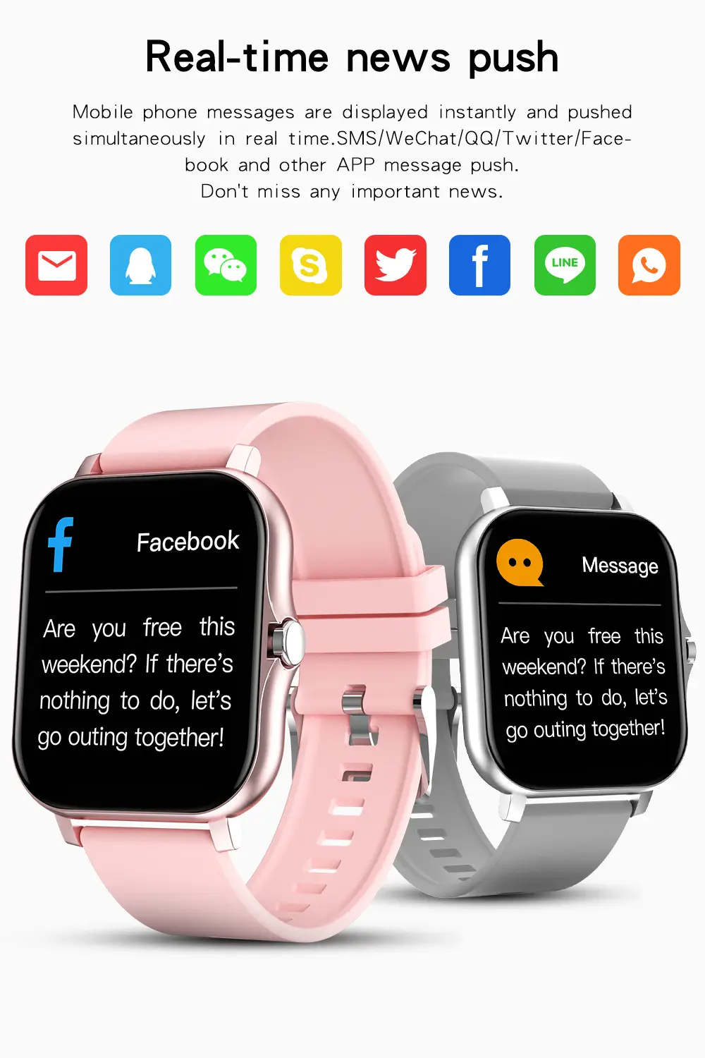 Pink Smart Watch with Heart Rate & BP Display — feature 12