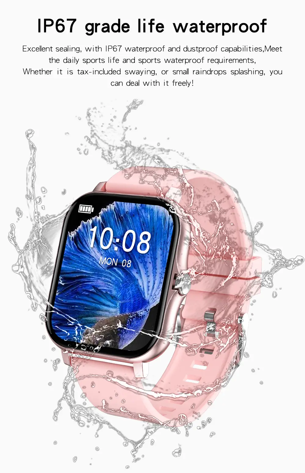 Pink Smart Watch with Heart Rate & BP Display — feature 18