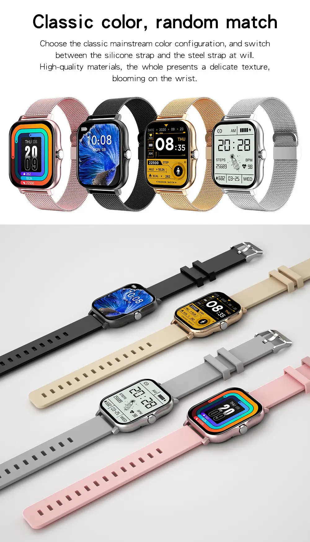 Pink Smart Watch with Heart Rate & BP Display — feature 19