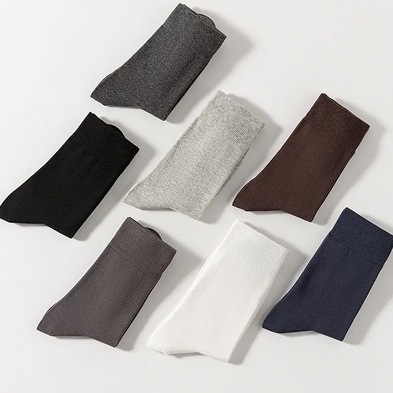 Socks men's autumn and winter solid color mid-tube men's socks boneless stitched long socks all-match casual classic men's business cotton socks