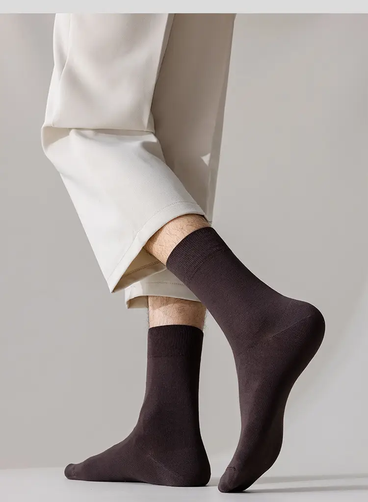 Socks men's autumn and winter solid color mid-tube men's socks boneless stitched long socks all-match casual classic men's business cotton socks — feature 16