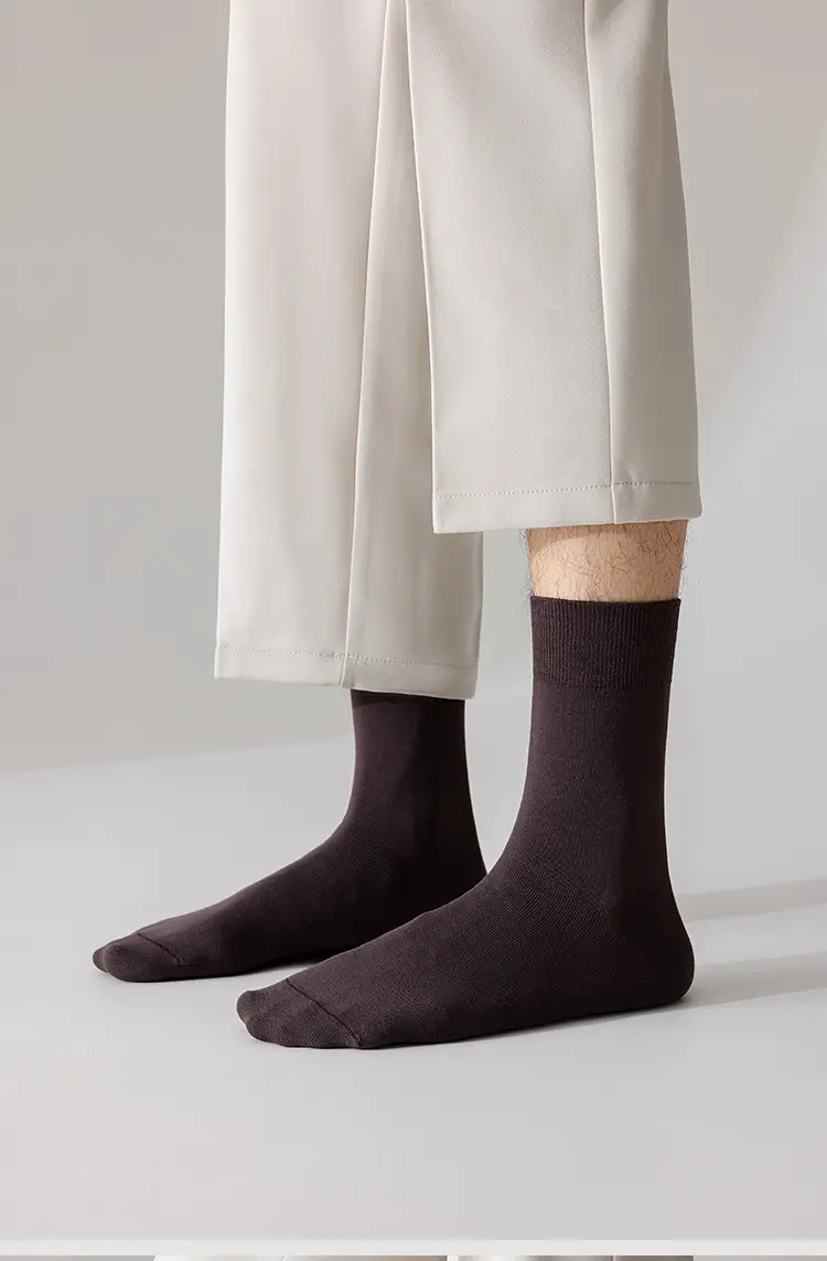 Socks men's autumn and winter solid color mid-tube men's socks boneless stitched long socks all-match casual classic men's business cotton socks — feature 19
