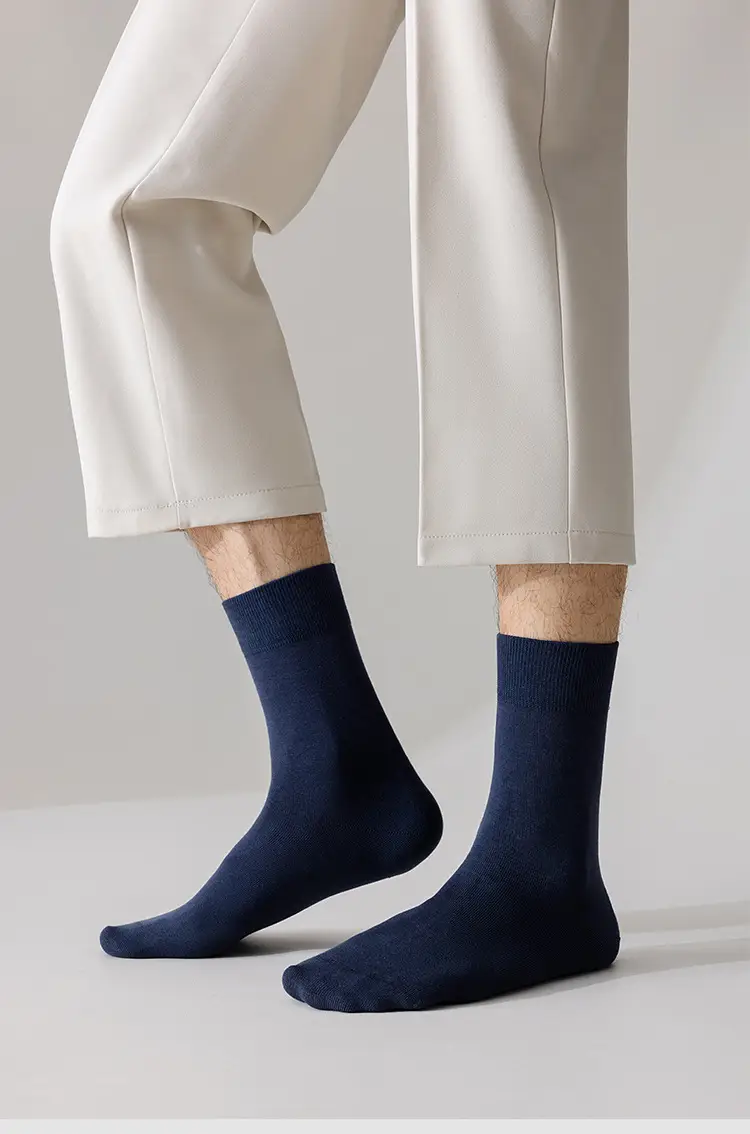 Socks men's autumn and winter solid color mid-tube men's socks boneless stitched long socks all-match casual classic men's business cotton socks — feature 20