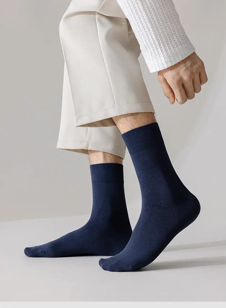 Socks men's autumn and winter solid color mid-tube men's socks boneless stitched long socks all-match casual classic men's business cotton socks — feature 21