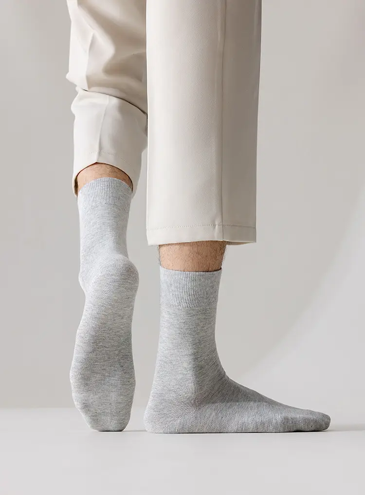 Socks men's autumn and winter solid color mid-tube men's socks boneless stitched long socks all-match casual classic men's business cotton socks — feature 3