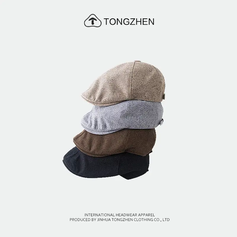 Women Linen Hat Spring Autumn British Beret Forward — feature 4