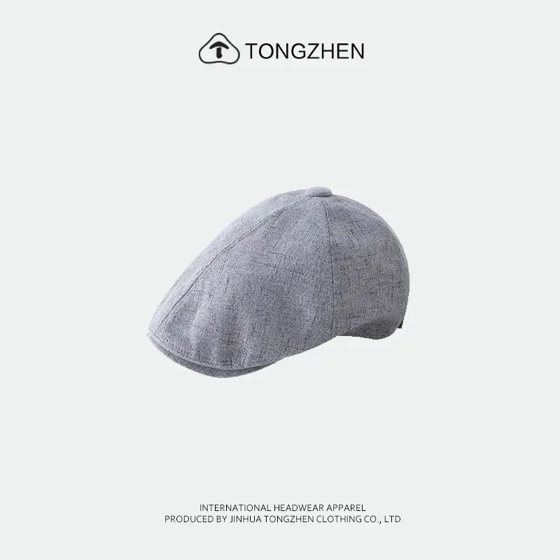 Women Linen Hat Spring Autumn British Beret Forward - Image 3