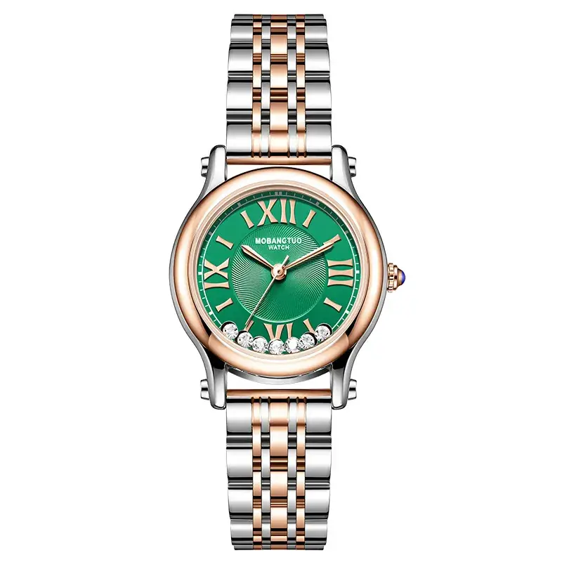 Women's Stainless Steel Roman Quartz Watch with Rhinestone Dial - Image 3