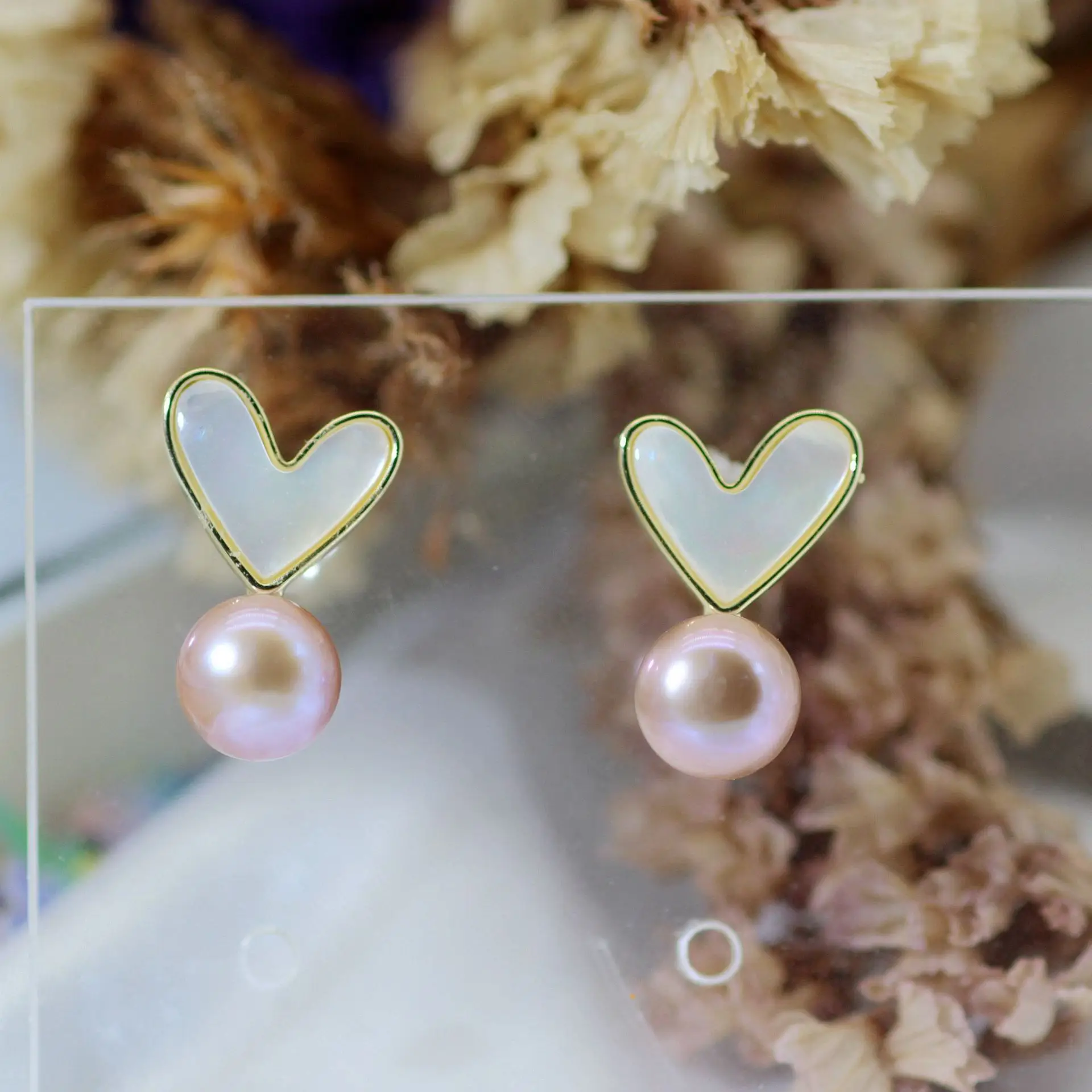 925 Silver Heart Necklace Set with Pearl Drop — feature 27