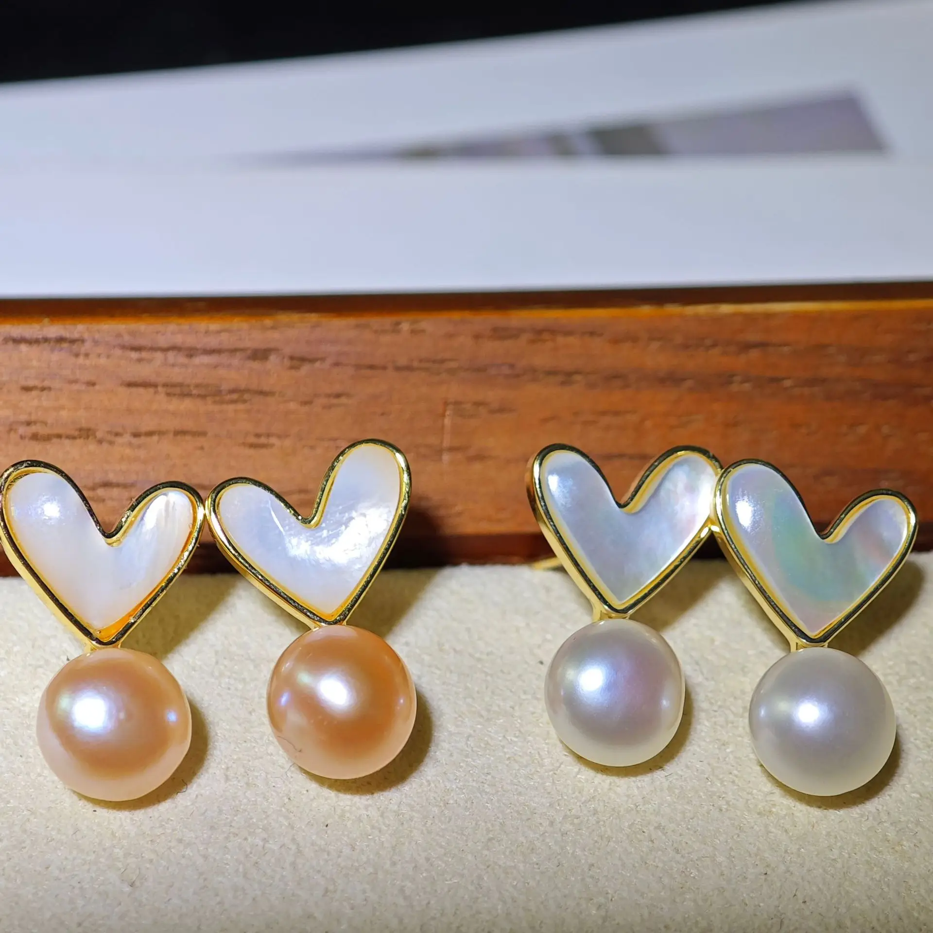 925 Silver Heart Necklace Set with Pearl Drop — feature 33