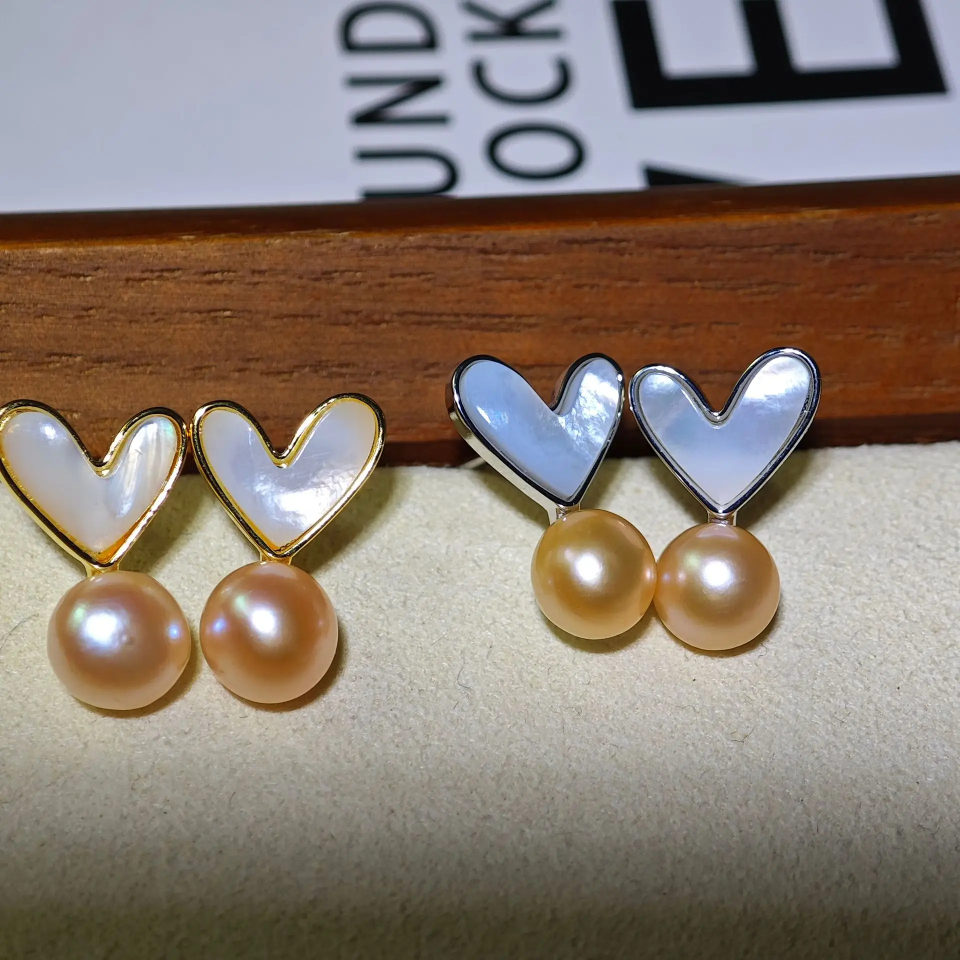 925 Silver Heart Necklace Set with Pearl Drop - Image 2
