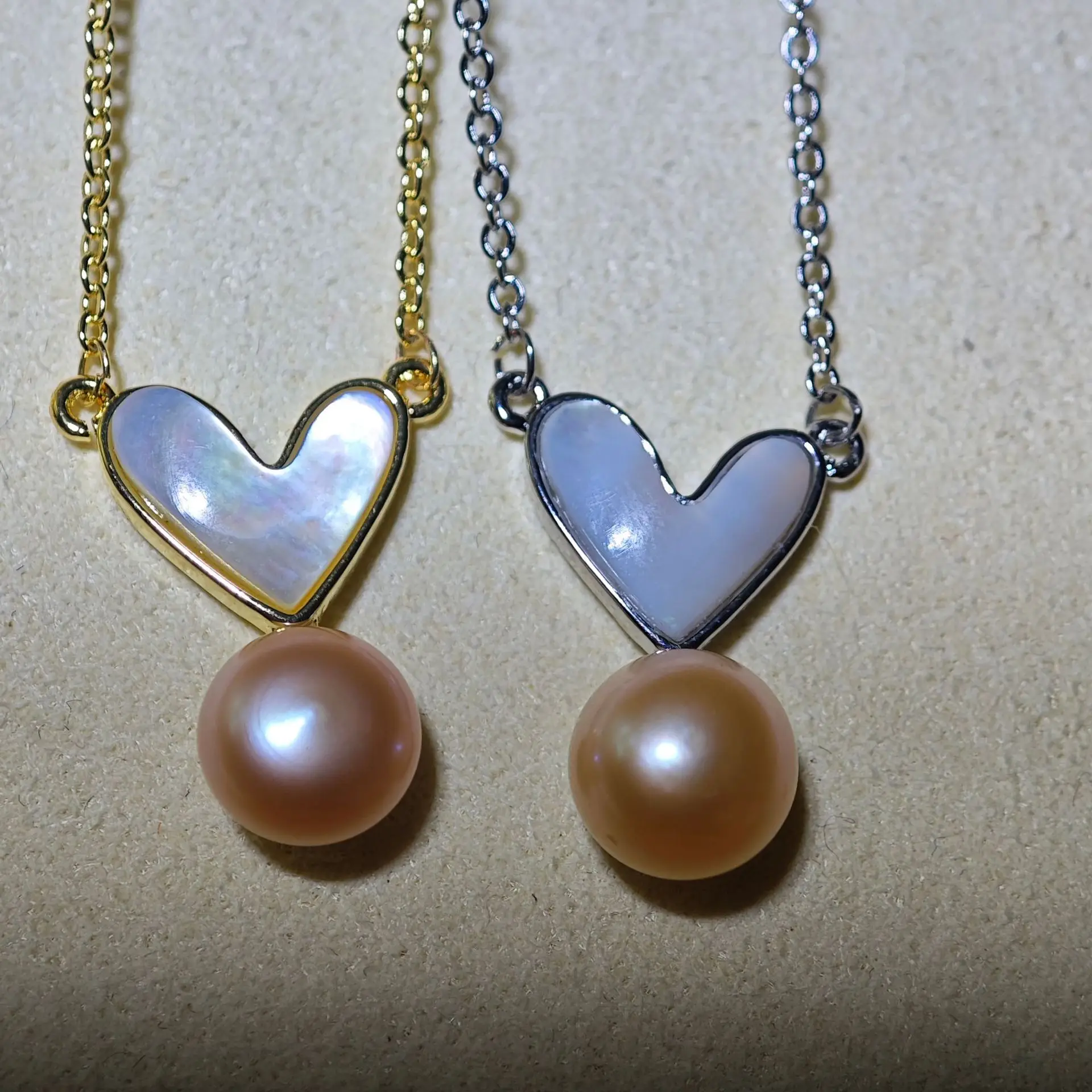 925 Silver Heart Necklace Set with Pearl Drop - Image 4
