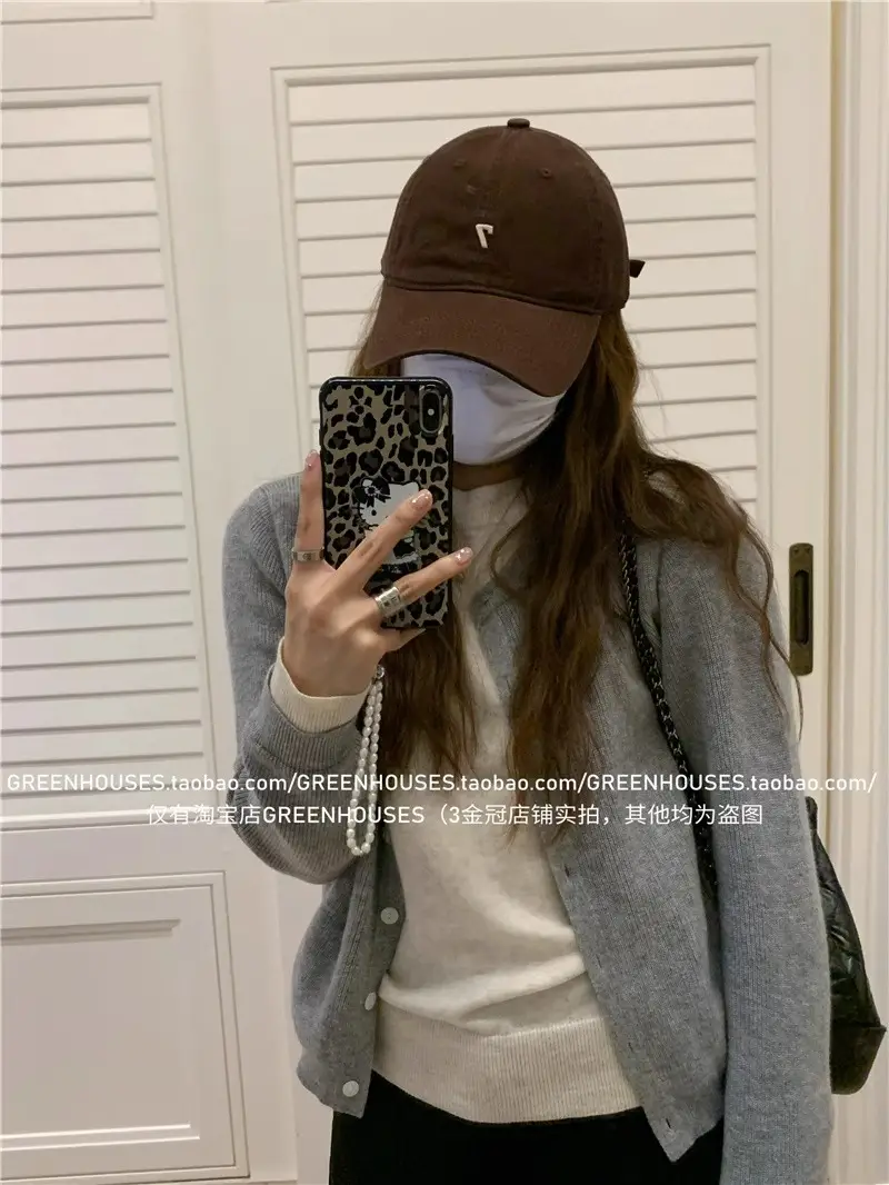 Women's Brown Baseball Cap with 7 Design Large Head — feature 21