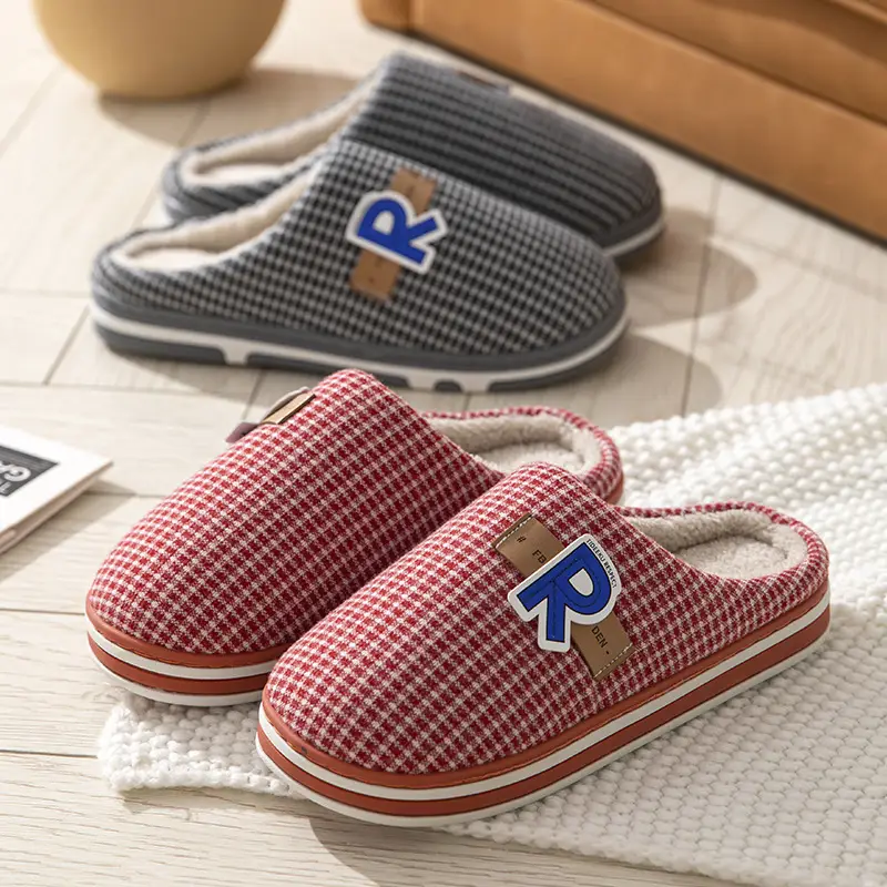 Couple Cotton Slippers Men's Large Size Indoor Non-Slip Warm Fabric Slippers Cixi Home Shoes Couple Style - Image 5