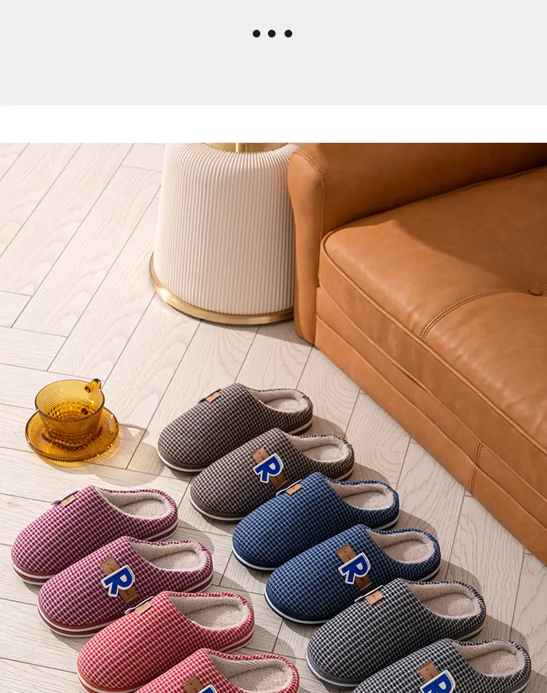 Couple Cotton Slippers Men's Large Size Indoor Non-Slip Warm Fabric Slippers Cixi Home Shoes Couple Style — feature 4
