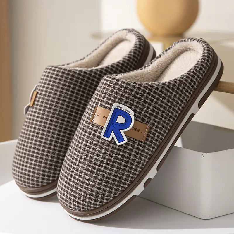 Couple Cotton Slippers Men's Large Size Indoor Non-Slip Warm Fabric Slippers Cixi Home Shoes Couple Style - Image 2