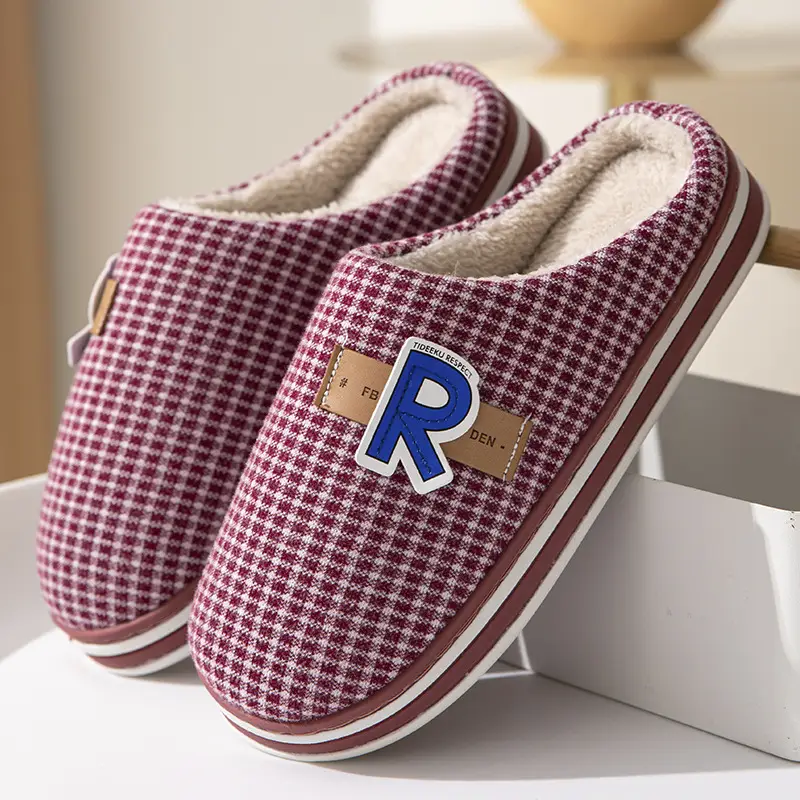 Couple Cotton Slippers Men's Large Size Indoor Non-Slip Warm Fabric Slippers Cixi Home Shoes Couple Style - Image 3