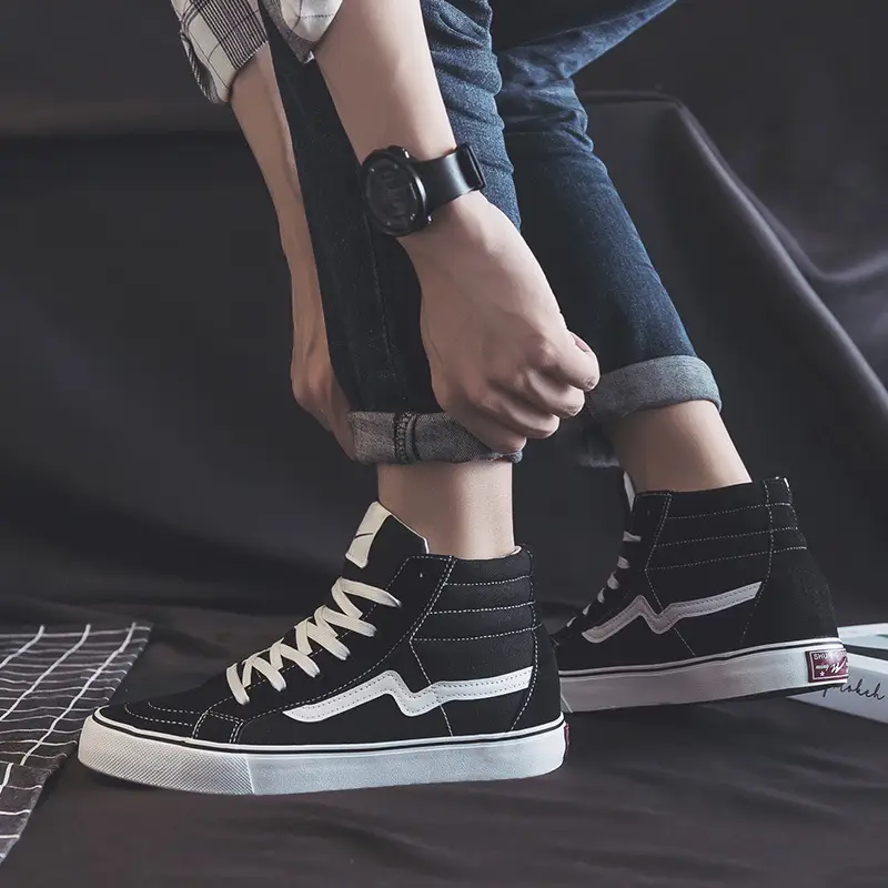 Three-time high-top canvas shoes for men and women students Korean-style all-match casual shoes single-layer shoes spring ins board shoes WDSW-90023 - Image 2