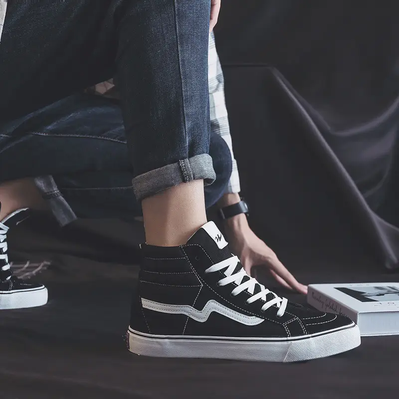 Three-time high-top canvas shoes for men and women students Korean-style all-match casual shoes single-layer shoes spring ins board shoes WDSW-90023 - Image 3