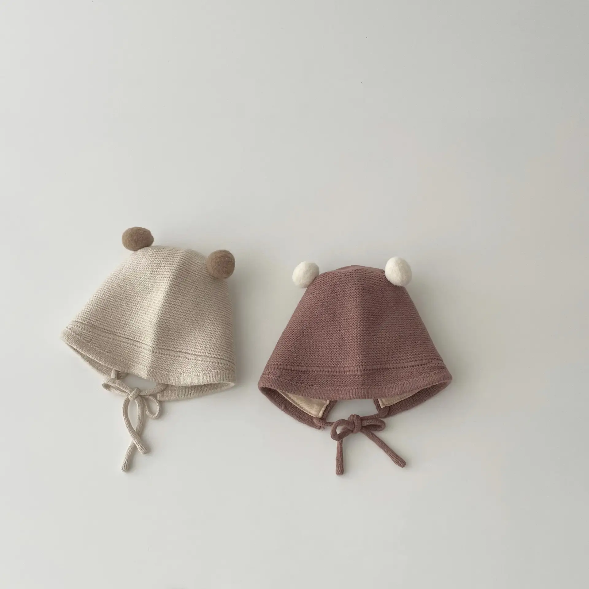 Kids Knitted Earmuffs Hat Brown Bear Ears - Image 3