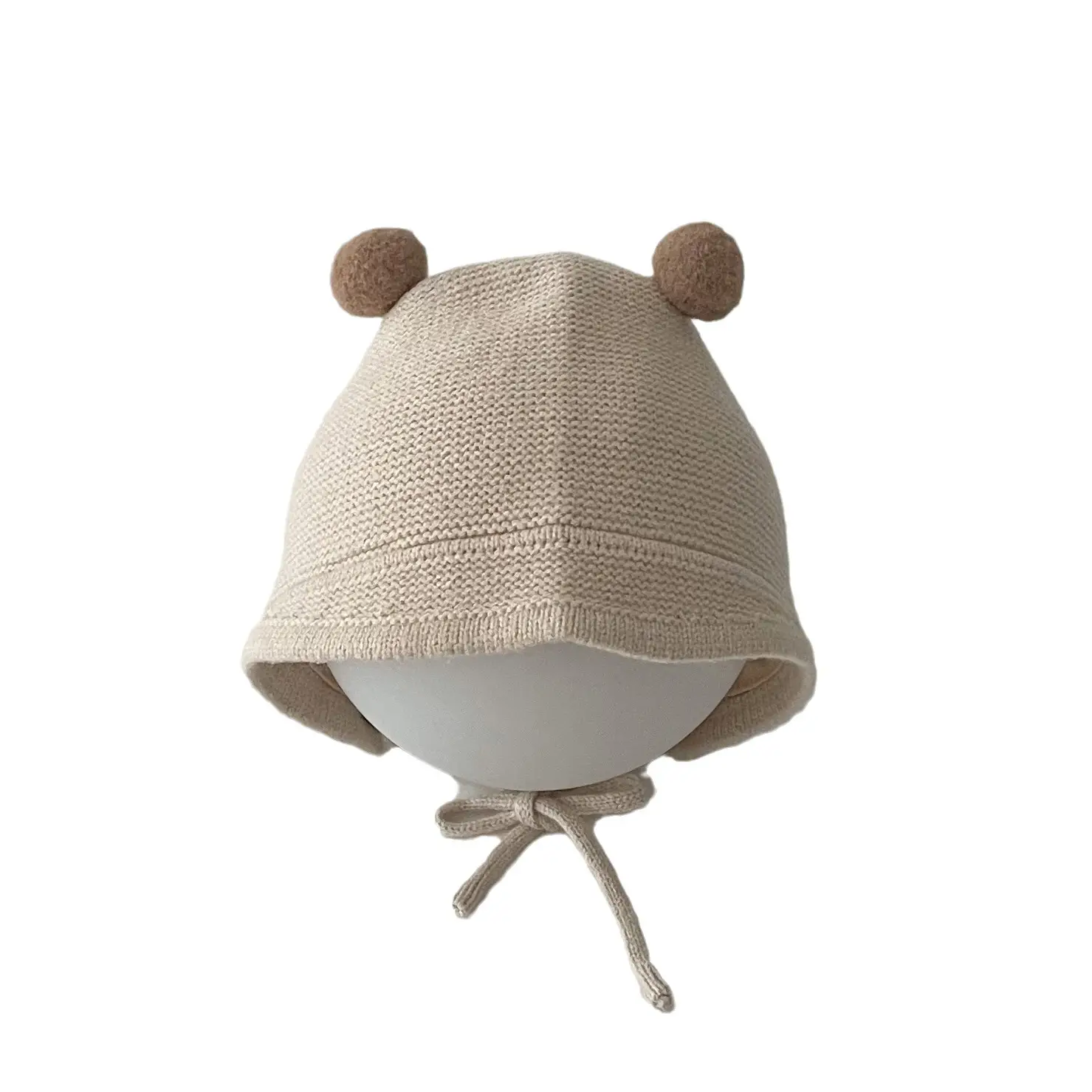 Kids Knitted Earmuffs Hat Brown Bear Ears - Image 6