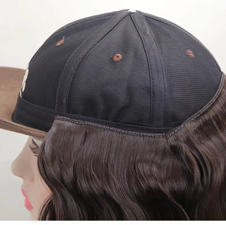 Brown Wool Roll Wig with Baseball Brim — feature 10
