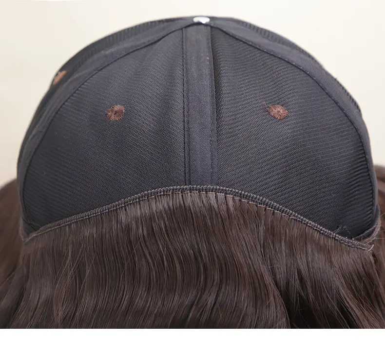 Brown Wool Roll Wig with Baseball Brim — feature 11