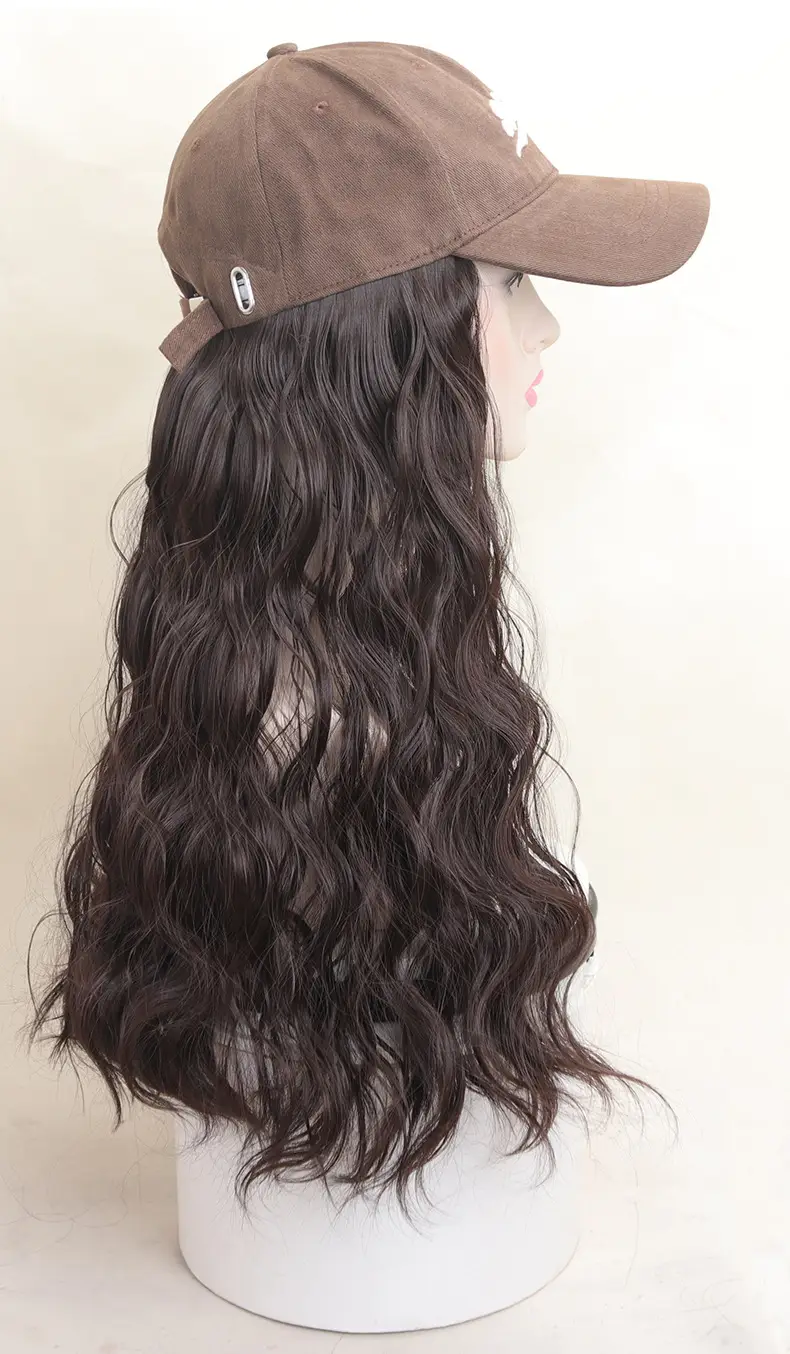 Brown Wool Roll Wig with Baseball Brim — feature 13
