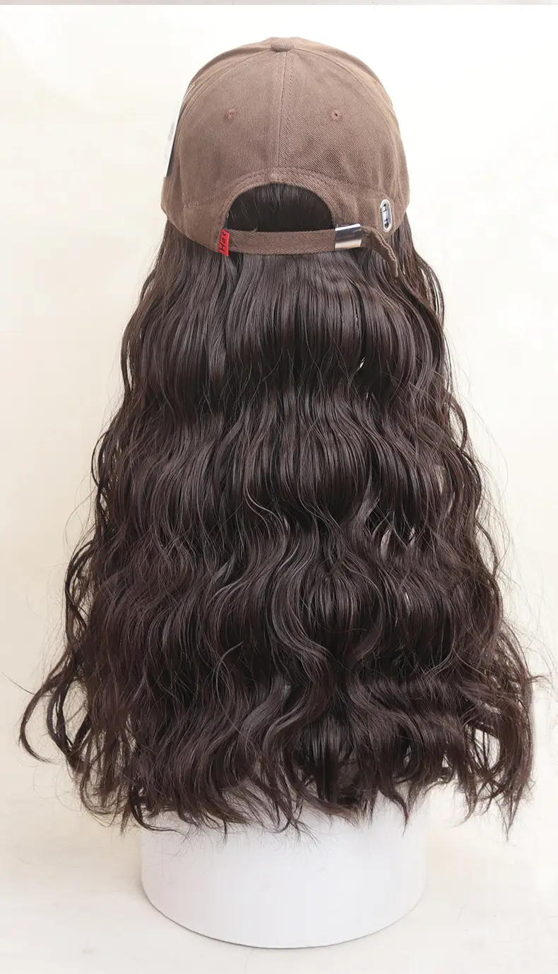 Brown Wool Roll Wig with Baseball Brim — feature 14
