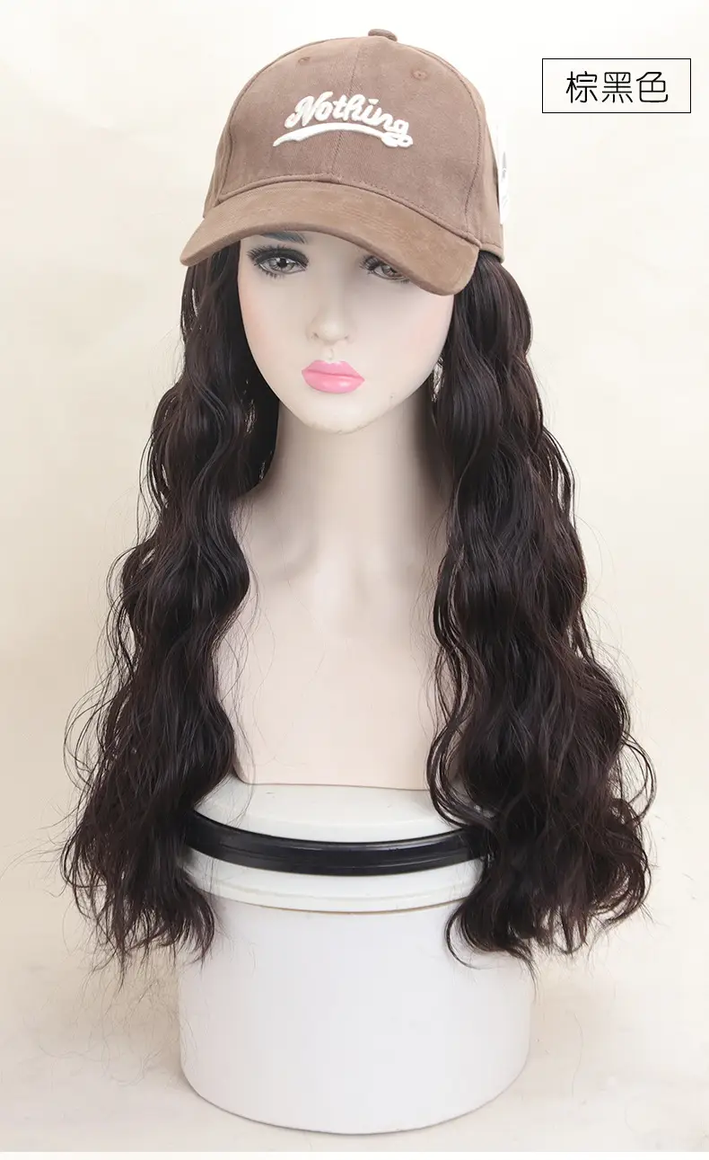 Brown Wool Roll Wig with Baseball Brim — feature 15