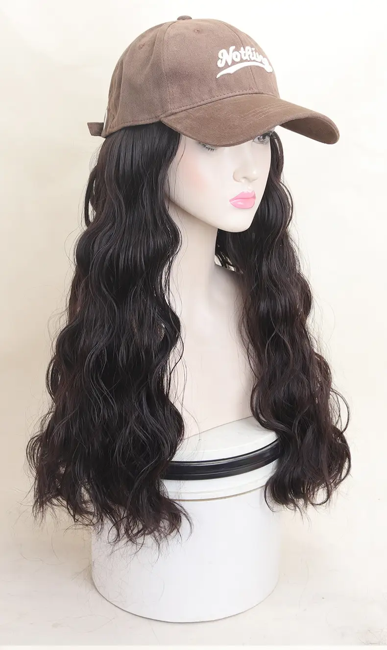 Brown Wool Roll Wig with Baseball Brim — feature 16