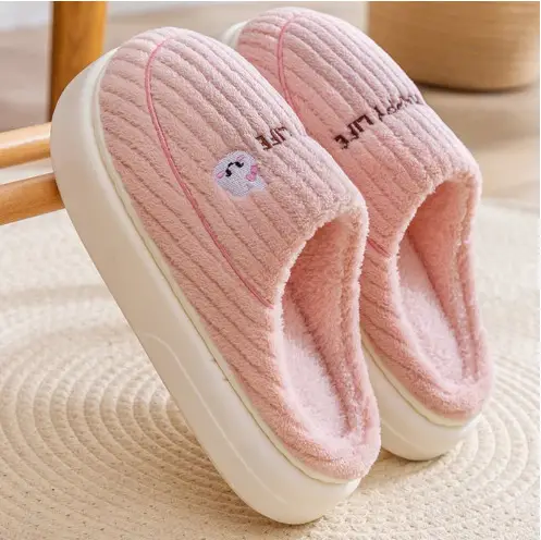 Cotton Slippers for Autumn and Winter, Thickeneded and Popular, Indoor and Outdoor Wear, Non-Slip, Warm and Poop-Feeling, Home Confinement Slippers for Women