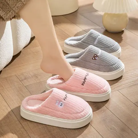 Cotton Slippers for Autumn and Winter, Thickeneded and Popular, Indoor and Outdoor Wear, Non-Slip, Warm and Poop-Feeling, Home Confinement Slippers for Women