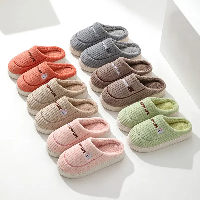 Cotton Slippers for Autumn and Winter, Thickeneded and Popular, Indoor and Outdoor Wear, Non-Slip, Warm and Poop-Feeling, Home Confinement Slippers for Women