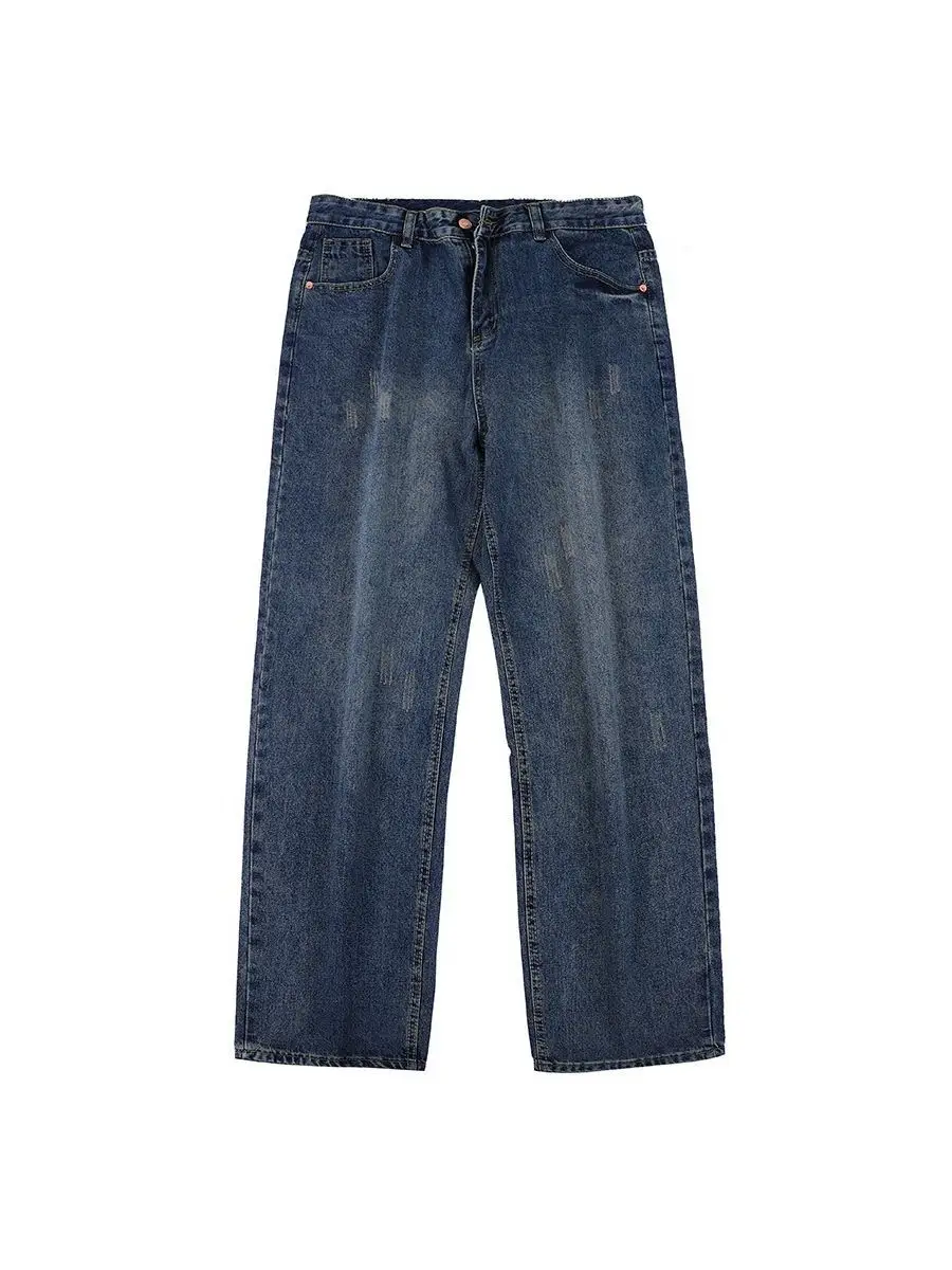 Men Blue Denim Capri Pants Straight Cut Loose Casual