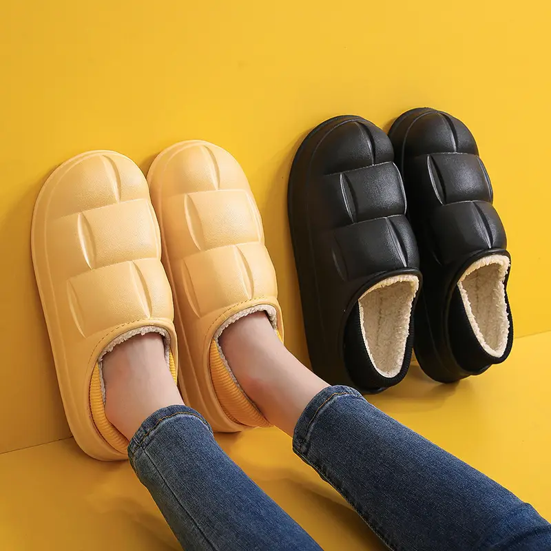 EVA waterproof home petal cotton slippers autumn and winter warm couple cotton shoes outer wear non-slip fleece-lined cotton slippers