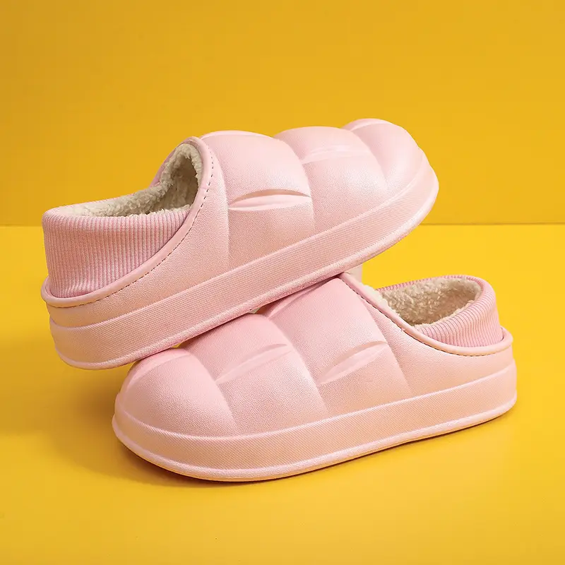 EVA waterproof home petal cotton slippers autumn and winter warm couple cotton shoes outer wear non-slip fleece-lined cotton slippers