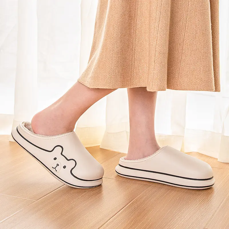 Waterproof Cotton Slippers for Women 2026 New Autumn and Winter Indoor Home Warm Non-Slip Plush Slippers for Men Winter - Image 7
