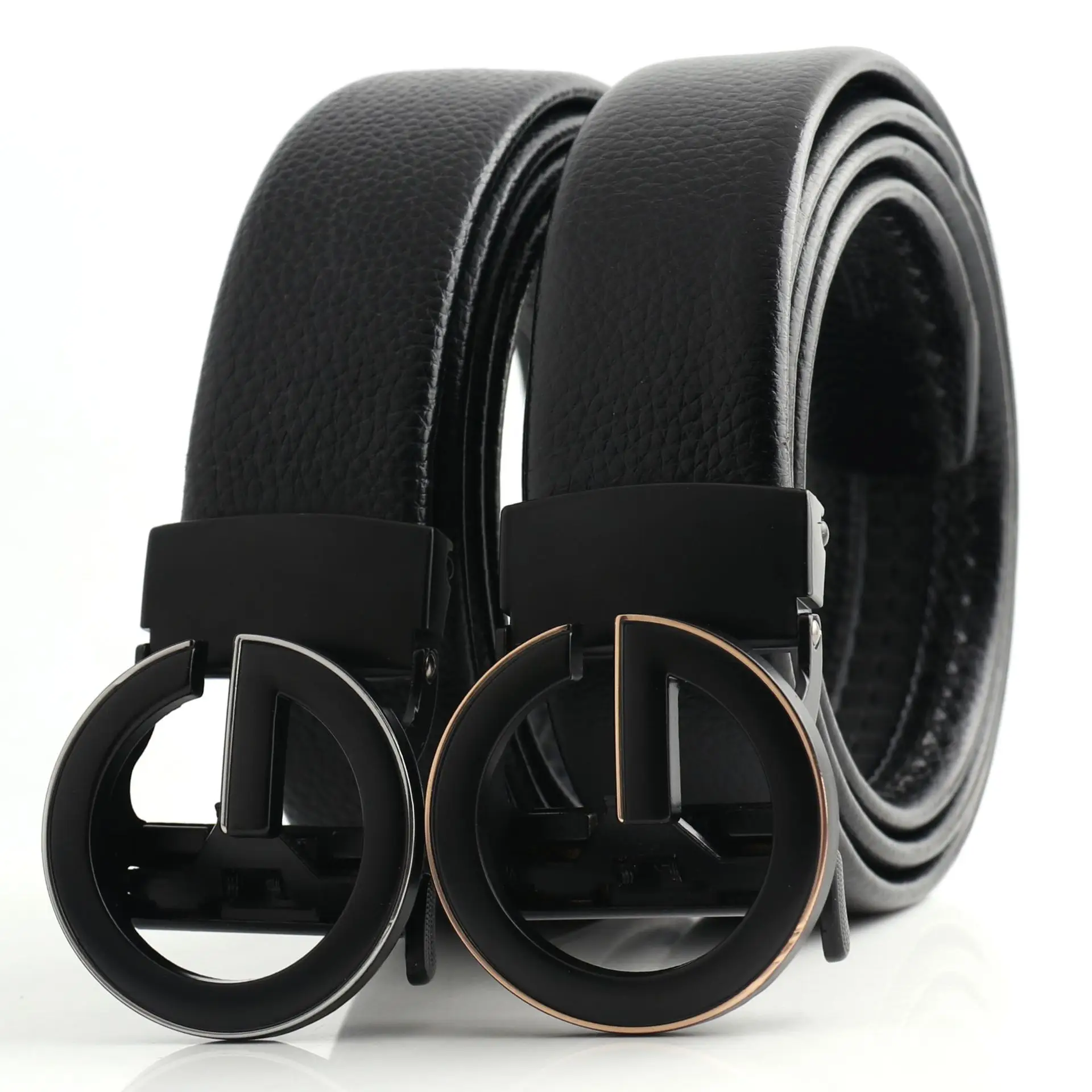 Hongsheng Men's Black Leather Belt with Automatic Buckle - Image 6