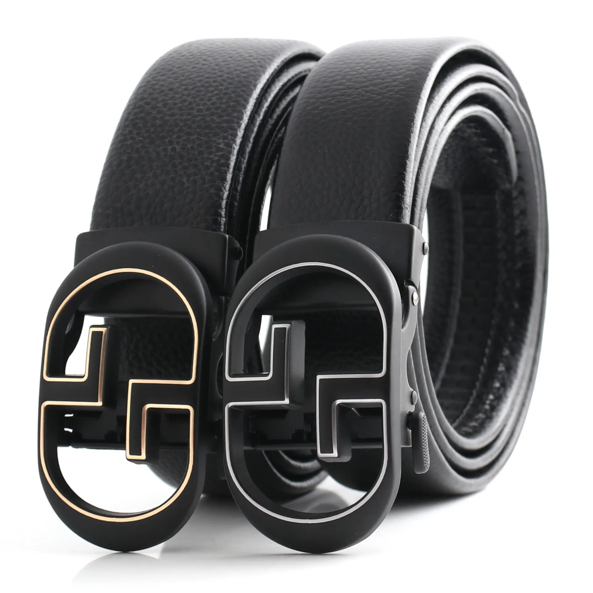 Hongsheng Men's Black Leather Belt with Automatic Buckle โ feature 1