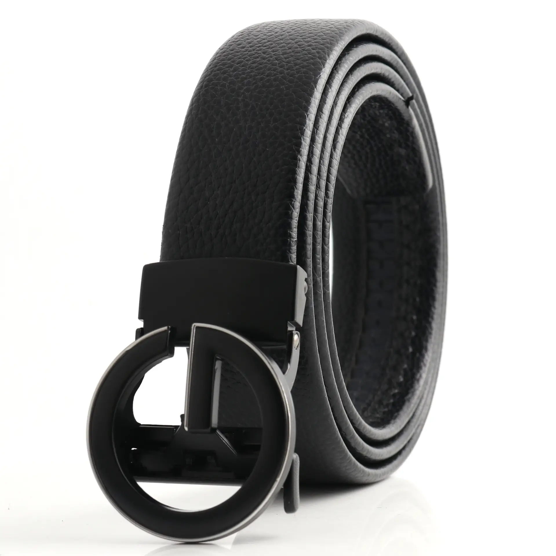 Hongsheng Men's Black Leather Belt with Automatic Buckle - Image 3