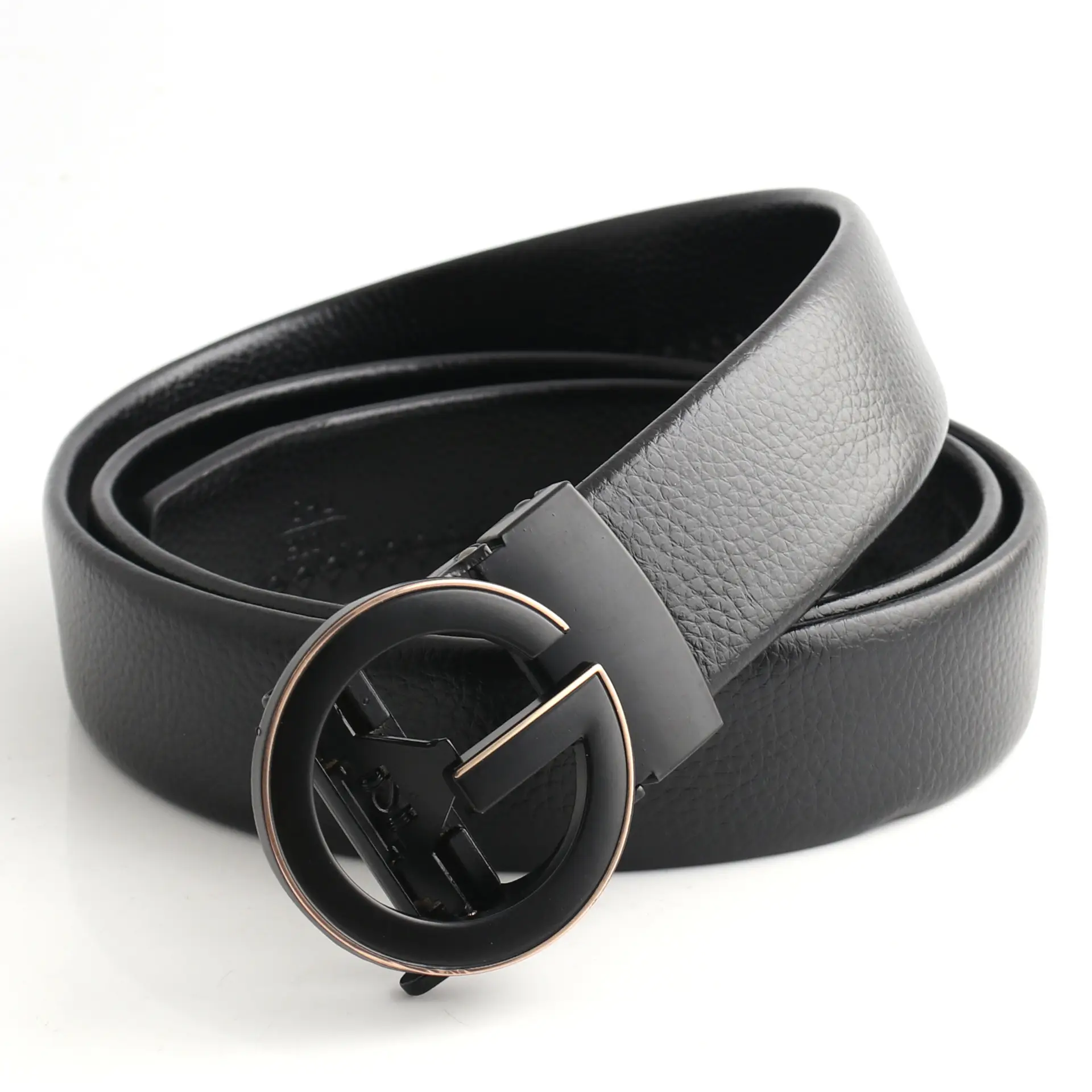 Hongsheng Men's Black Leather Belt with Automatic Buckle - Image 4