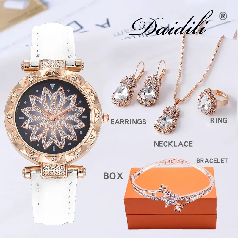 Women's Water Drop Rhinestone Necklace Set Gold Plated