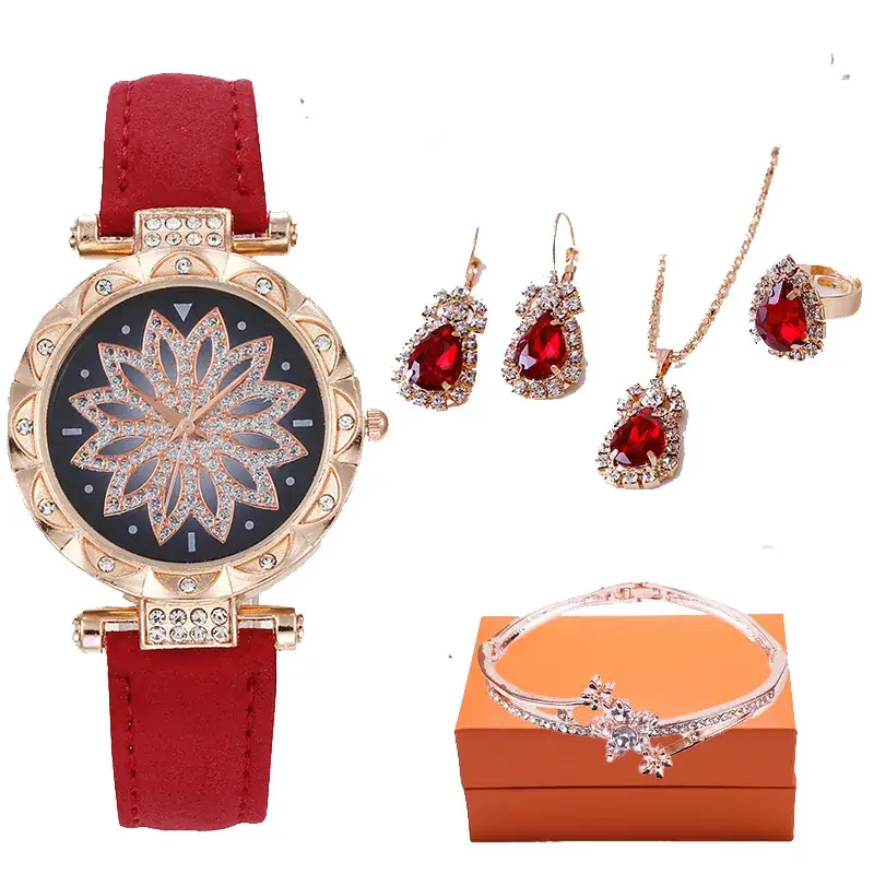 Women's Water Drop Rhinestone Necklace Set Gold Plated