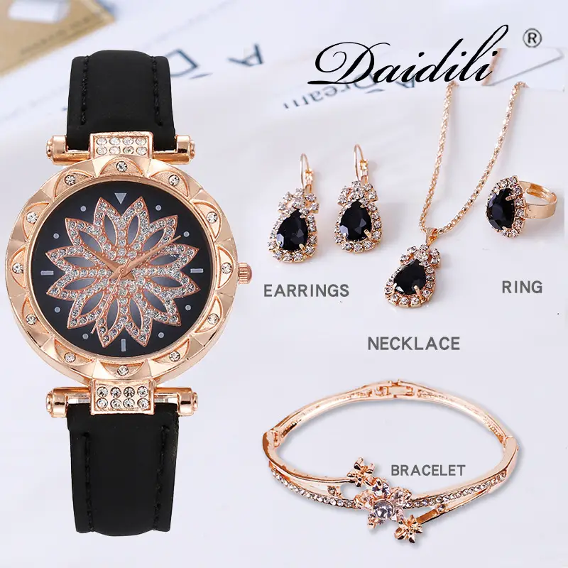 Women's Water Drop Rhinestone Necklace Set Gold Plated — feature 10
